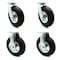 Service Caster 8 Inch Black Pneumatic Wheel Caster Swivel 2 Rigid, 2PK SCC-100S280-PNB-2-R280-2 - alternate 1